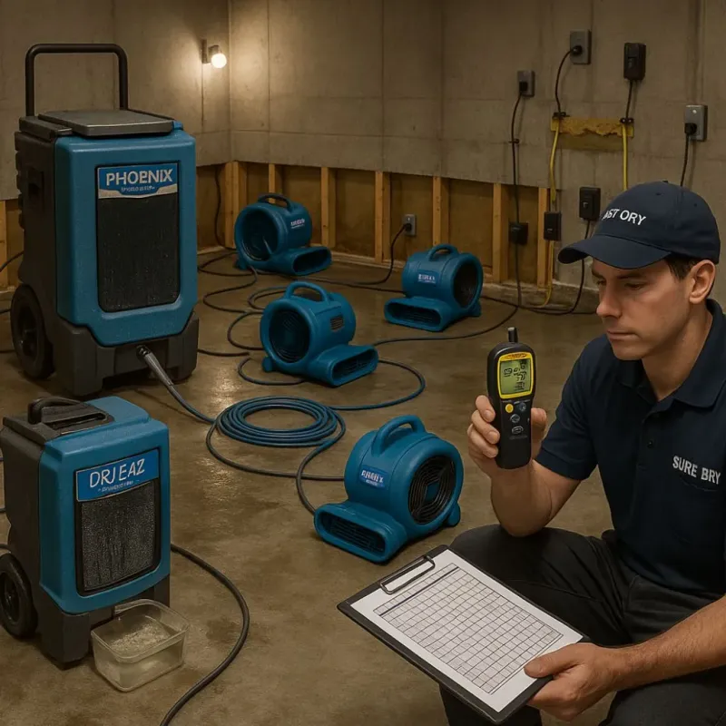 Structural Drying and Dehumidification process in Comanche, TX